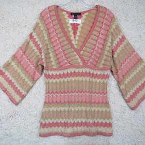 I-N-C* Women's 3/4‎ Sleeve Low V-Neck Cross Body Straight Hem Blouse~ Size Large